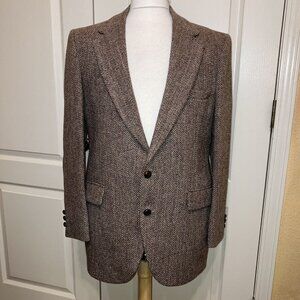 Fall/Winter HARRIS TWEED Blazer SPORTCOAT Herringbone BROWN - Sz 42 R Excellent!